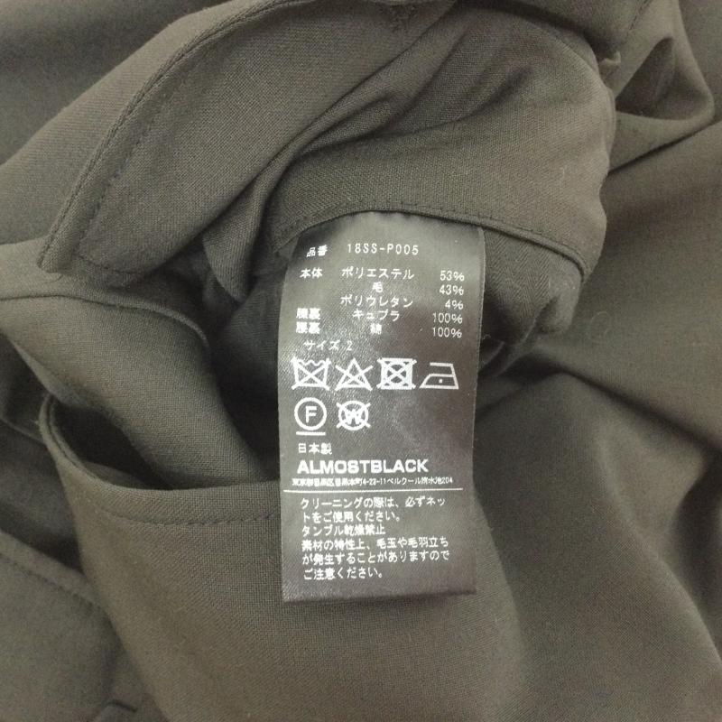 オールモストブラック ALMOSTBLACK ボトムス ボトムス 18SS-P005 TROUSERS PANTS ウールライク テーパード トラウザーズパンツ イン2タック 裏ジップ 2 無地 黒 / ブラック / black メンズ USED 古着 中古 50111933