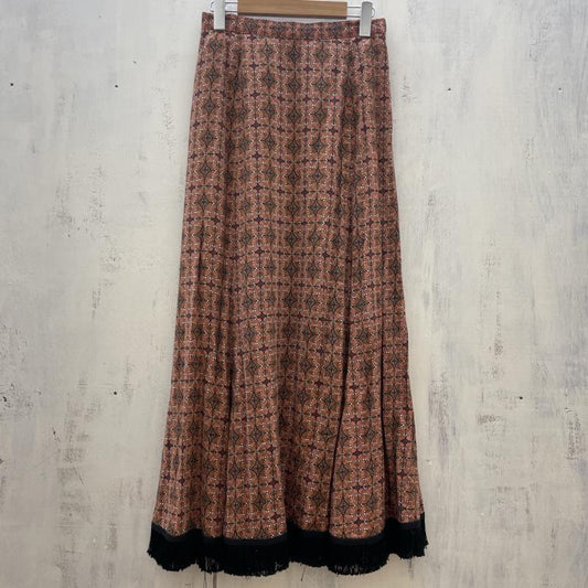 レイビームス Ray BEAMS スカート ロングスカート 63-27-0391-111 フリンジ タイル柄フリンジヘム 1 茶 / ブラウン / brown レディース USED 古着 中古 50112126