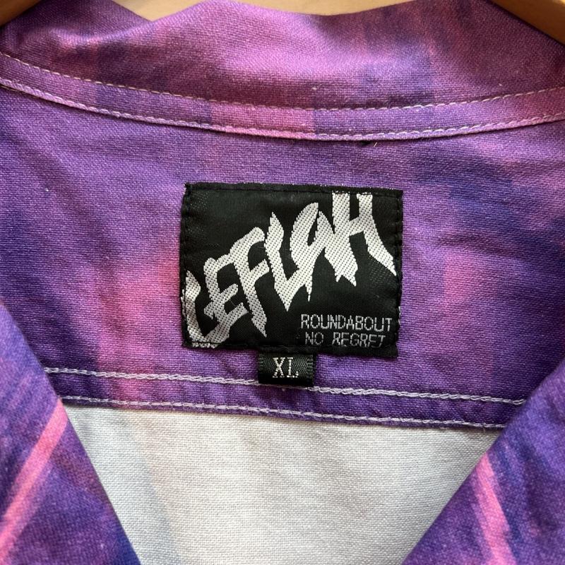 レフラー LEFLAH シャツ、ブラウス 半袖 ファイヤー カー オープンカラー アロハシャツ XL メンズ USED 古着 中古 50112173