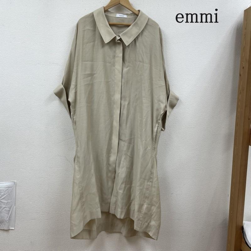 エミ emmi ワンピース ひざ丈スカート リネンライク ビッグシャツ ワンピース 13WFB222012 FREE 無地 ベージュ / ベージュ / beige レディース USED 古着 中古 50112506