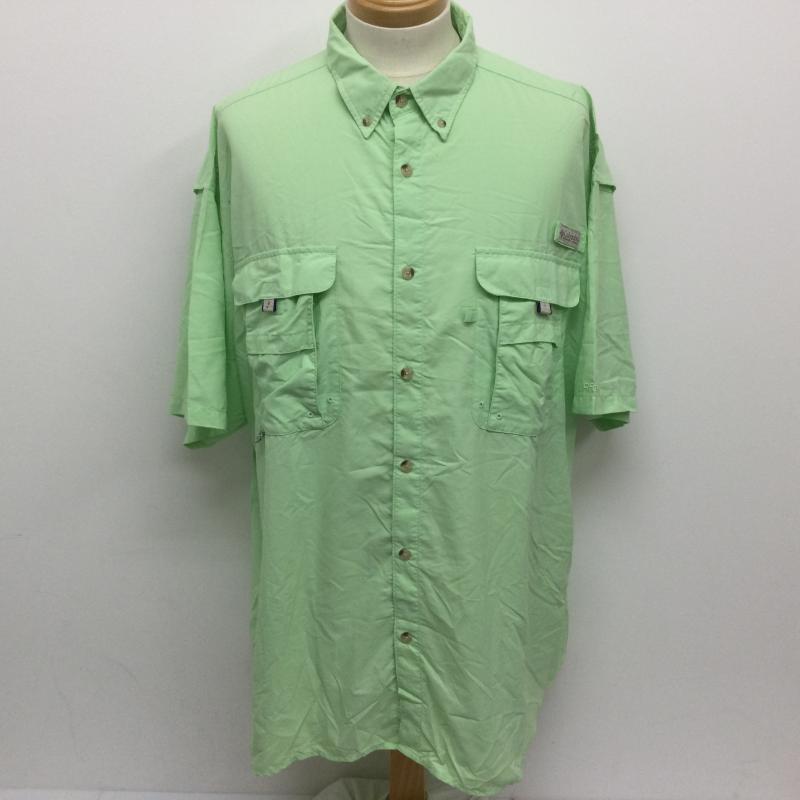 コロンビア Columbia シャツ、ブラウス 半袖 FM7047 BAHAMA II S/S SHIRT バハマショートスリーブシャツ フィッシングシャツ バハマシャツ PFG UVカット 吸湿 速乾 釣り 半袖 トップス XXL 無地 薄緑 / ライトグリーン / メンズ USED 古着 中古 50112669