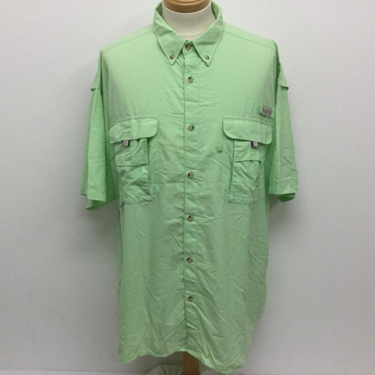 コロンビア Columbia シャツ、ブラウス 半袖 FM7047 BAHAMA II S/S SHIRT バハマショートスリーブシャツ フィッシングシャツ バハマシャツ PFG UVカット 吸湿 速乾 釣り 半袖 トップス XXL 無地 薄緑 / ライトグリーン / メンズ USED 古着 中古 50112669