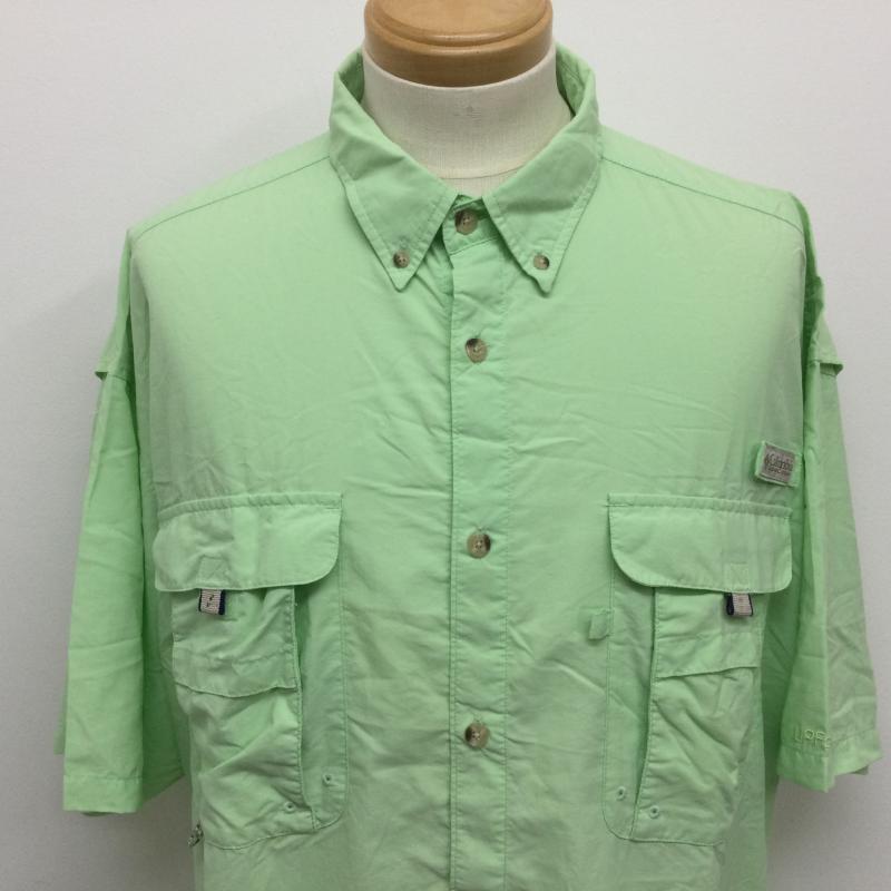 コロンビア Columbia シャツ、ブラウス 半袖 FM7047 BAHAMA II S/S SHIRT バハマショートスリーブシャツ フィッシングシャツ バハマシャツ PFG UVカット 吸湿 速乾 釣り 半袖 トップス XXL 無地 薄緑 / ライトグリーン / メンズ USED 古着 中古 50112669
