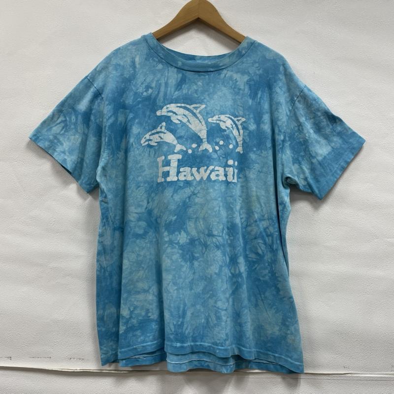 ヴィンテージ VINTAGE Tシャツ 半袖 Hanes HerWay USA製 シングルステッチ US古着 タイダイ Hawaii FREE 総柄 X ロゴ、文字 X プリント 水色 / ライトブルー / メンズ USED 古着 中古 50112800
