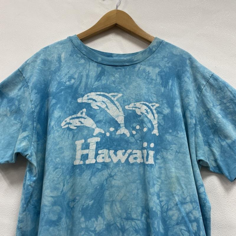 ヴィンテージ VINTAGE Tシャツ 半袖 Hanes HerWay USA製 シングルステッチ US古着 タイダイ Hawaii FREE 総柄 X ロゴ、文字 X プリント 水色 / ライトブルー / メンズ USED 古着 中古 50112800