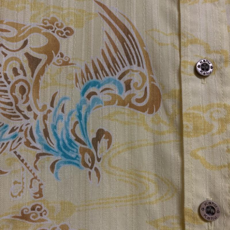 古着 USED シャツ、ブラウス 半袖 Kahu / カフー　半袖 ボタンダウン かりゆしウェア アロハシャツ L 総柄 黄 / イエロー / yellow メンズ USED 古着 中古 50112823