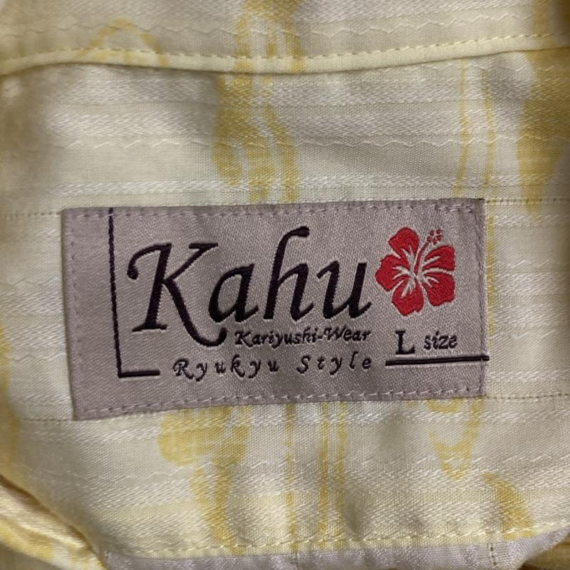 古着 USED シャツ、ブラウス 半袖 Kahu / カフー　半袖 ボタンダウン かりゆしウェア アロハシャツ L 総柄 黄 / イエロー / yellow メンズ USED 古着 中古 50112823