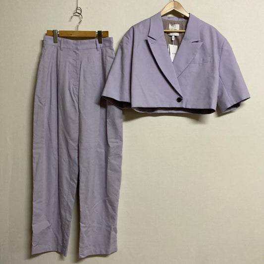 クラネ CLANE セットアップ セットアップ CLANE CROPPED TAILORED JACKET CURVE LINE PANTS セットアップ カジュアルスーツ 16103-0472 / 16110-7322 2 無地 紫 / パープル / purple レディース USED 古着 中古 50113191