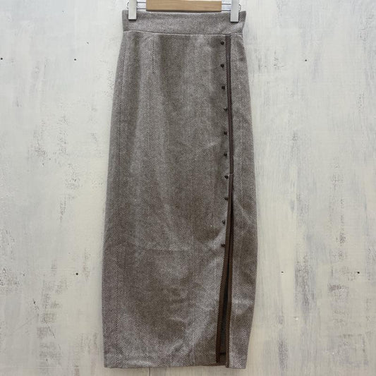 リゼクシー RESEXXY スカート ロングスカート 152240802701-01 ヘリンボーンスリットロング FREE 茶 / ブラウン / brown レディース USED 古着 中古 50113306