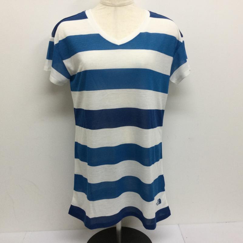 ザノースフェイス THE NORTH FACE Tシャツ 半袖 L ボーダー柄 白 / ホワイト / white X 青 / ブルー / blue レディース USED 古着 中古 50113339