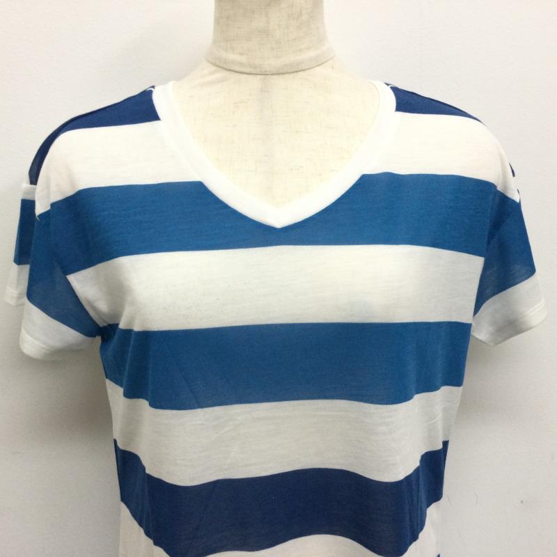 ザノースフェイス THE NORTH FACE Tシャツ 半袖 L ボーダー柄 白 / ホワイト / white X 青 / ブルー / blue レディース USED 古着 中古 50113339