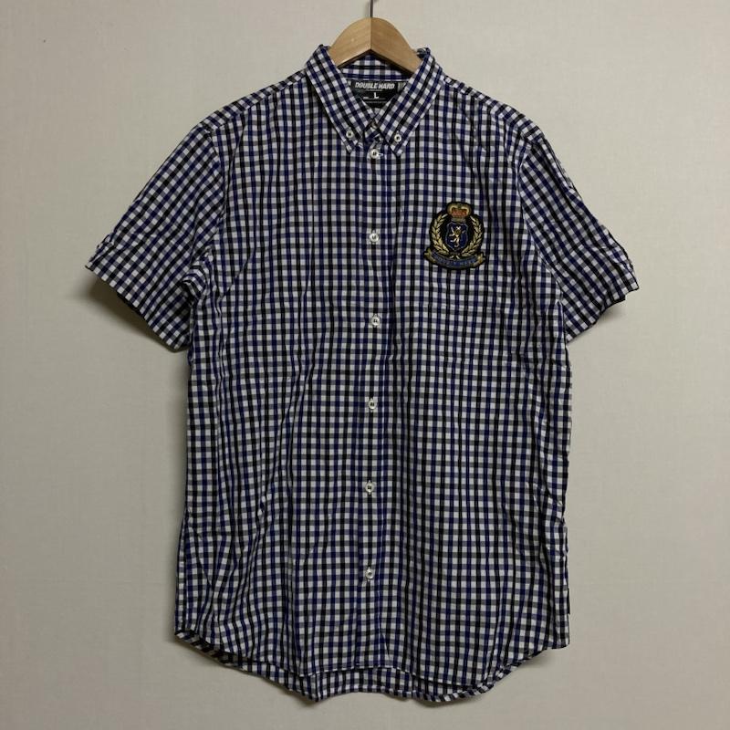 古着 USED シャツ、ブラウス 半袖 DOUBLE HARD / ダブルハード　ギンガムチェック ワッペン 半袖 ボタンダウンシャツ L チェック 紺 / ネイビー / navy メンズ USED 古着 中古 50113462