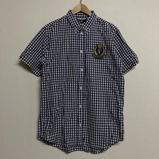 古着 USED シャツ、ブラウス 半袖 DOUBLE HARD / ダブルハード　ギンガムチェック ワッペン 半袖 ボタンダウンシャツ L チェック 紺 / ネイビー / navy メンズ USED 古着 中古 50113462