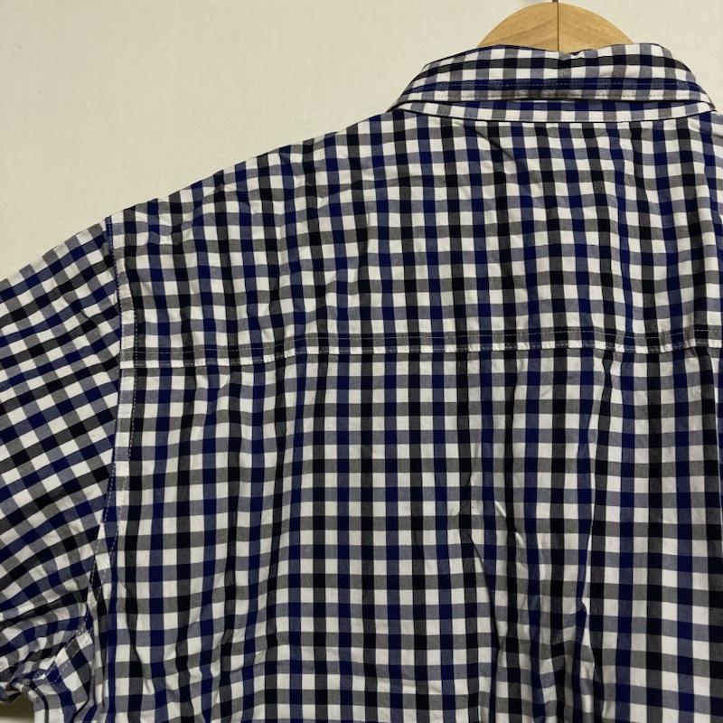 古着 USED シャツ、ブラウス 半袖 DOUBLE HARD / ダブルハード　ギンガムチェック ワッペン 半袖 ボタンダウンシャツ L チェック 紺 / ネイビー / navy メンズ USED 古着 中古 50113462