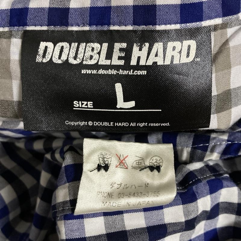 古着 USED シャツ、ブラウス 半袖 DOUBLE HARD / ダブルハード　ギンガムチェック ワッペン 半袖 ボタンダウンシャツ L チェック 紺 / ネイビー / navy メンズ USED 古着 中古 50113462