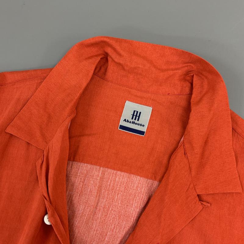 アバハウス ABAHOUSE シャツ、ブラウス 半袖 レーヨン 南国柄 ダイヤ柄 オープンカラー ボックス - 橙 / オレンジ / orange メンズ USED 古着 中古 50113468