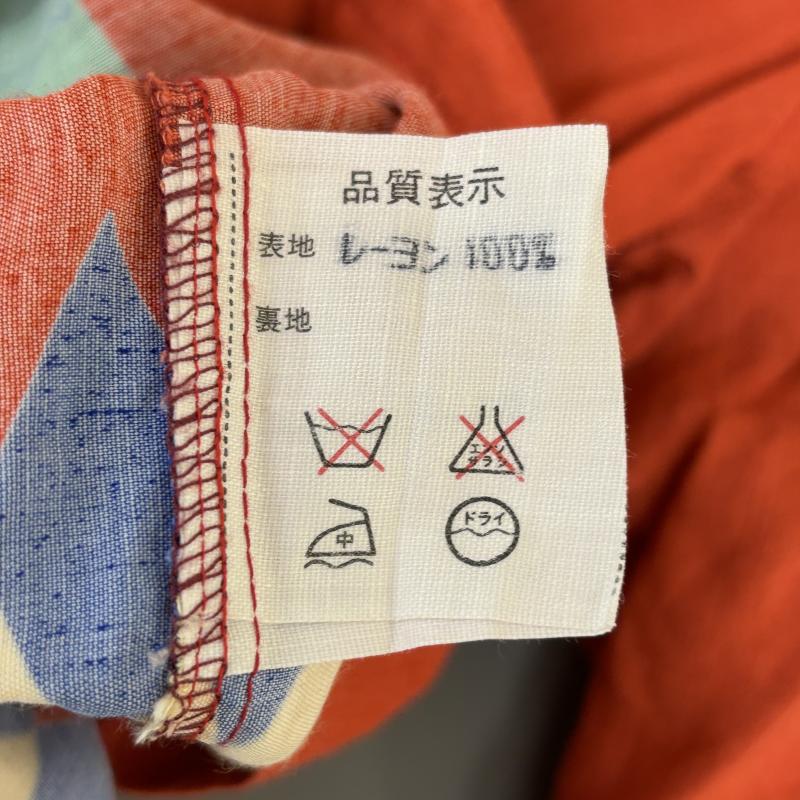 アバハウス ABAHOUSE シャツ、ブラウス 半袖 レーヨン 南国柄 ダイヤ柄 オープンカラー ボックス - 橙 / オレンジ / orange メンズ USED 古着 中古 50113468