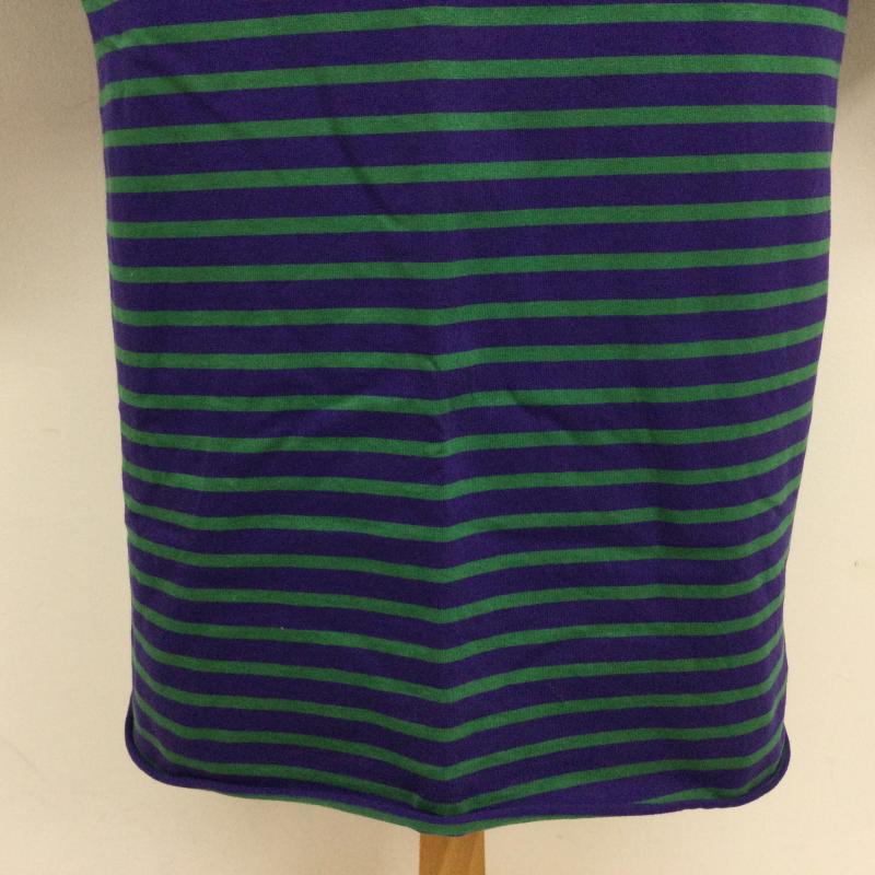 ピーエスポールスミス PS Paul Smith Tシャツ 半袖 26510 ボートネック ボーダー柄 半袖Tシャツ 袖・裾口カットオフ L ボーダー柄 緑 / グリーン / green X 紫 / パープル / purple メンズ USED 古着 中古 50113638