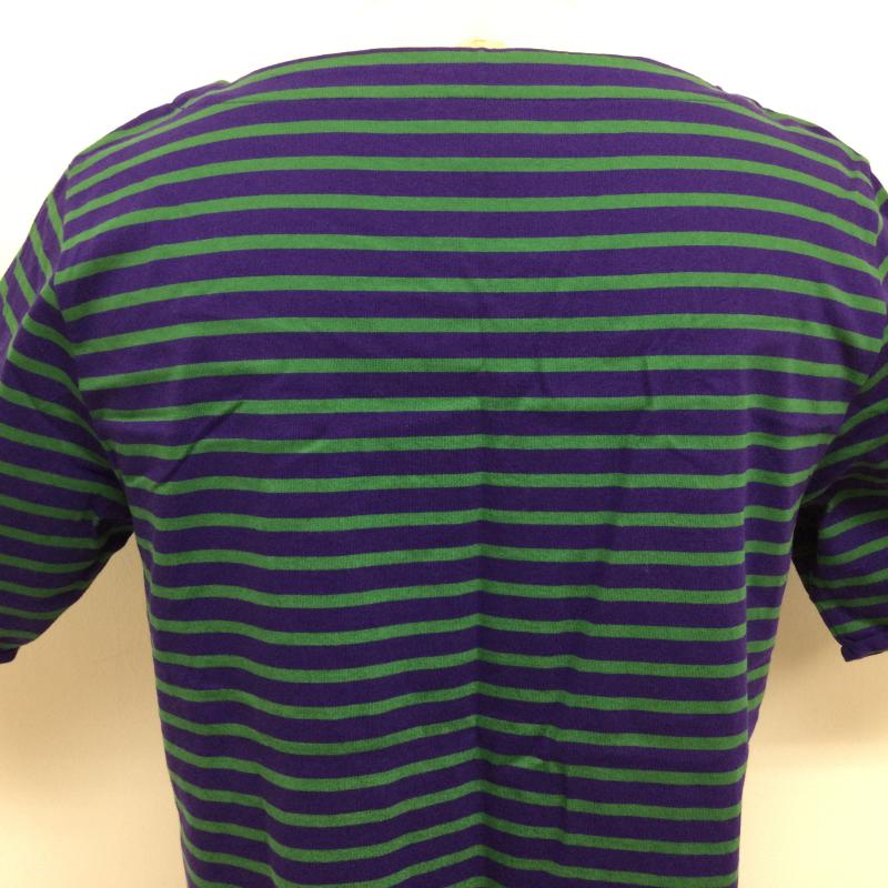 ピーエスポールスミス PS Paul Smith Tシャツ 半袖 26510 ボートネック ボーダー柄 半袖Tシャツ 袖・裾口カットオフ L ボーダー柄 緑 / グリーン / green X 紫 / パープル / purple メンズ USED 古着 中古 50113638