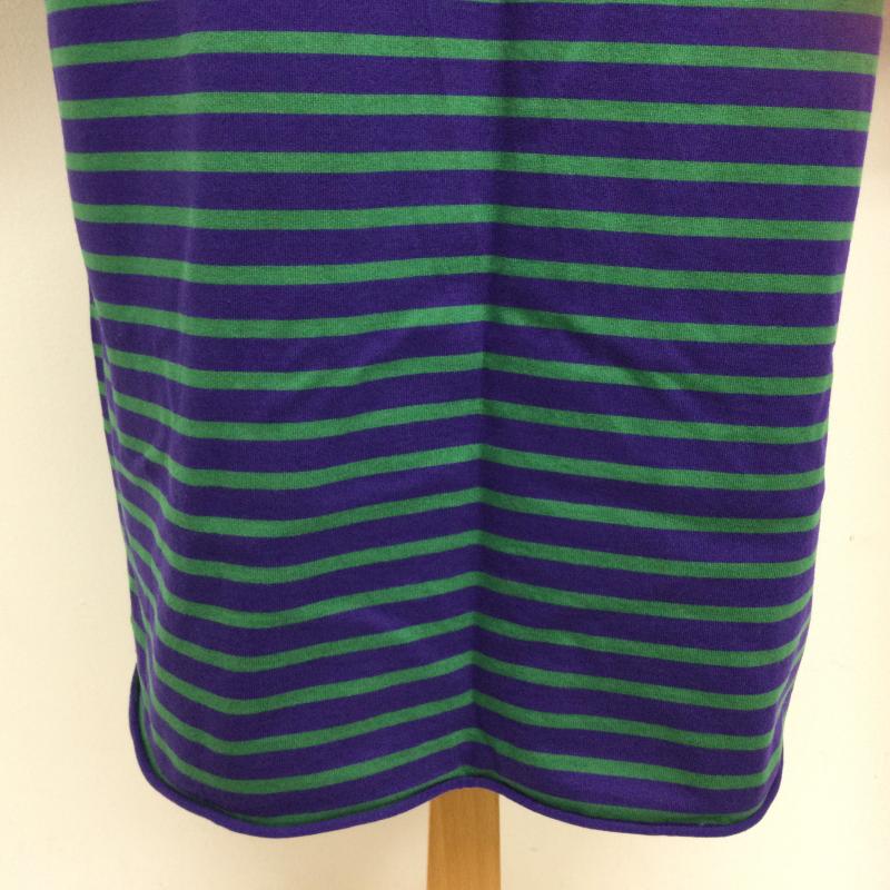 ピーエスポールスミス PS Paul Smith Tシャツ 半袖 26510 ボートネック ボーダー柄 半袖Tシャツ 袖・裾口カットオフ L ボーダー柄 緑 / グリーン / green X 紫 / パープル / purple メンズ USED 古着 中古 50113638