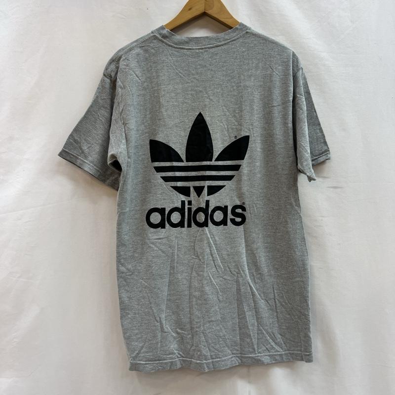 アディダス adidas Tシャツ 半袖 80s - 90s カナダ製 トレフォイルロゴ 両面プリント Ｔシャツ ビンテージ オールド M 灰 / グレー / gray メンズ USED 古着 中古 50113734
