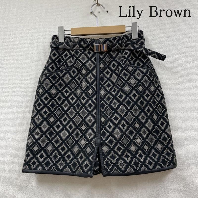 リリー ブラウン Lily Brown パンツ ショートパンツ パイピングパイスカート ショーパン ジャガード 総柄 ミニ丈 タイト LWFP224016 1 総柄 X 刺繍 黒 / ブラック / black レディース USED 古着 中古 50113769