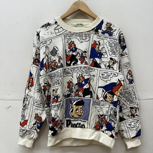 古着 USED トレーナー 長袖 Disney VINTAGE ディズニー ピノキオ ファウルフェロー ギデオン 総柄 トレーナー - 白 / ホワイト / white X マルチカラー / マルチカラー / multicolor メンズ USED 古着 中古 50113968