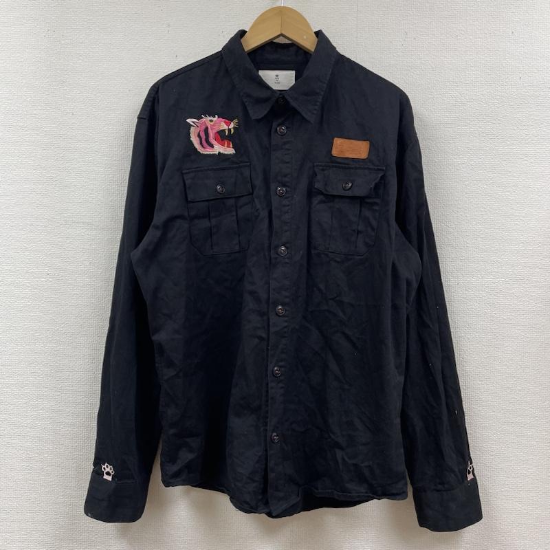 古着 USED シャツ、ブラウス 長袖 喜人 KIJIN 虎衣 TRY 刺繍 トラ タイガー 長袖 ワークシャツ XL ロゴ、文字 X 刺繍 X アニマル柄 黒 / ブラック / black メンズ USED 古着 中古 50114080