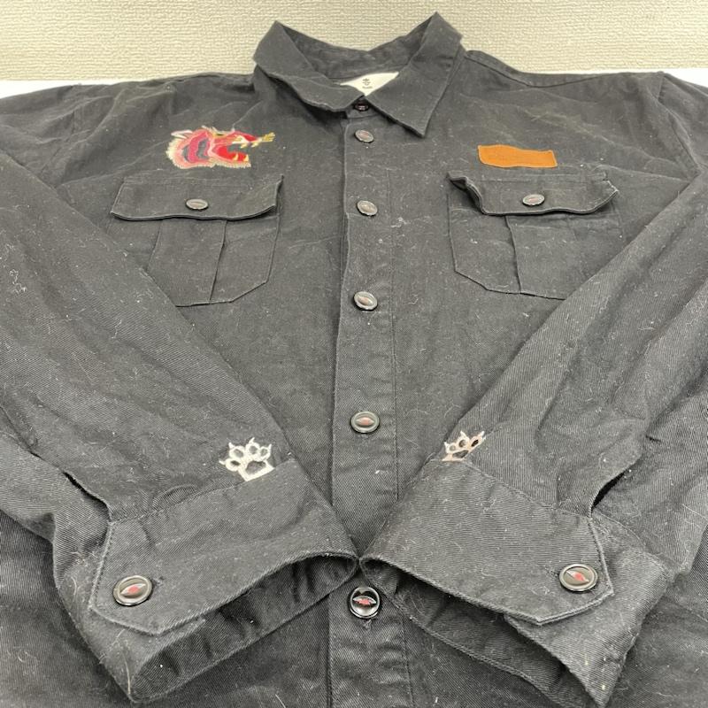 古着 USED シャツ、ブラウス 長袖 喜人 KIJIN 虎衣 TRY 刺繍 トラ タイガー 長袖 ワークシャツ XL ロゴ、文字 X 刺繍 X アニマル柄 黒 / ブラック / black メンズ USED 古着 中古 50114080