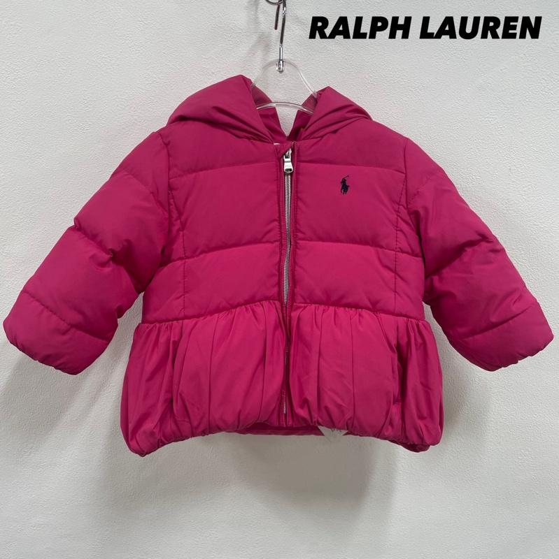 ラルフローレン RALPHLAUREN ジャケット、上着 ダウンジャケット キッズ ジップアップ フーデッド ダウンジャケット ポニー刺繍 80cm 無地 X ワンポイント X 刺繍 桃 / ピンク / pink X 黒 / ブラック / black ガールズ USED 古着 中古 50114301