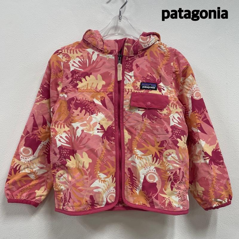パタゴニア patagonia ジャケット、上着 ジャンパー、ブルゾン キッズ 2019ss Baggies Jacket バギーズジャケット フード着脱可 60289 4 総柄 X ロゴ、文字 桃 / ピンク / pink X 橙 / オレンジ / orange X 白 / ホワイト / white ガールズ USED 古着 中古 50114304