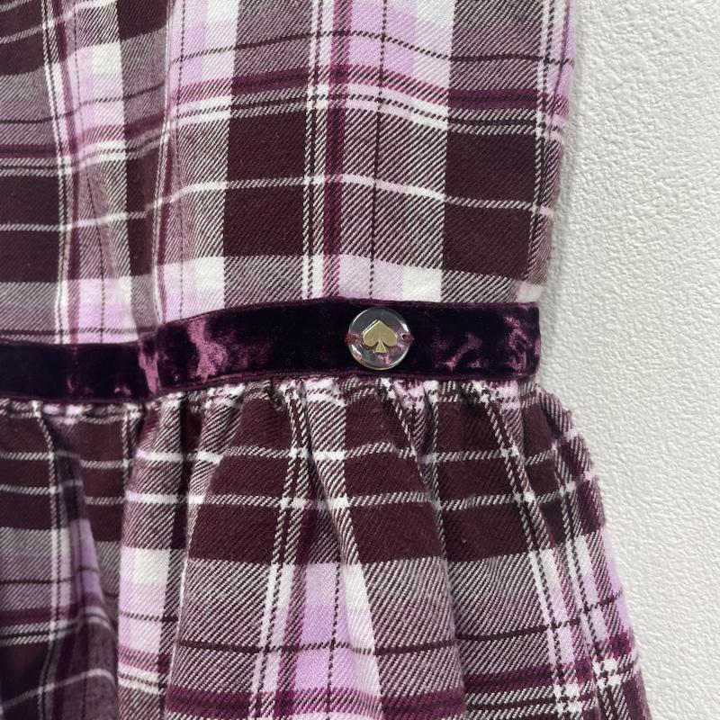 ケイトスペード Kate Spade ワンピース ひざ丈スカート バックジップ ひざ丈 ワンピース ベロア ノースリーブ 110cm チェック 白 / ホワイト / white X 桃 / ピンク / pink X 紫 / パープル / purple ガールズ USED 古着 中古 50114307
