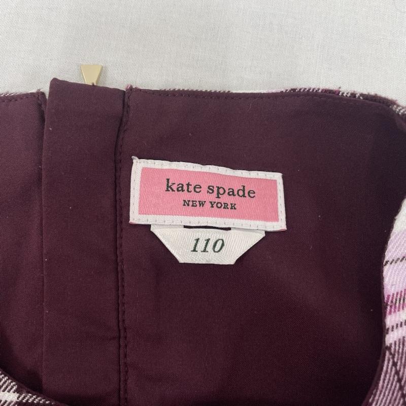 ケイトスペード Kate Spade ワンピース ひざ丈スカート バックジップ ひざ丈 ワンピース ベロア ノースリーブ 110cm チェック 白 / ホワイト / white X 桃 / ピンク / pink X 紫 / パープル / purple ガールズ USED 古着 中古 50114307
