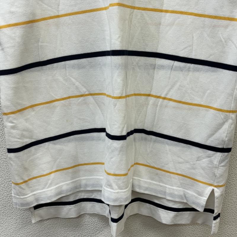 ノーティカ NAUTICA ポロシャツ 半袖 ビッグサイズ ボーダー柄 ロゴ ワンポイント 刺繍 鹿の子 XL 白 / ホワイト / white メンズ USED 古着 中古 50114391