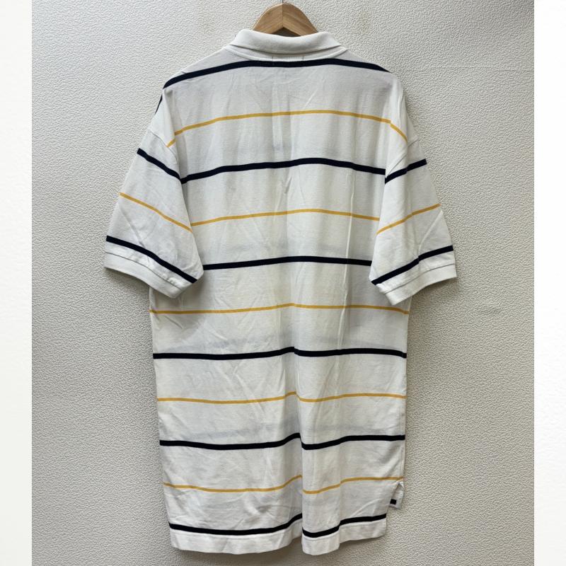 ノーティカ NAUTICA ポロシャツ 半袖 ビッグサイズ ボーダー柄 ロゴ ワンポイント 刺繍 鹿の子 XL 白 / ホワイト / white メンズ USED 古着 中古 50114391