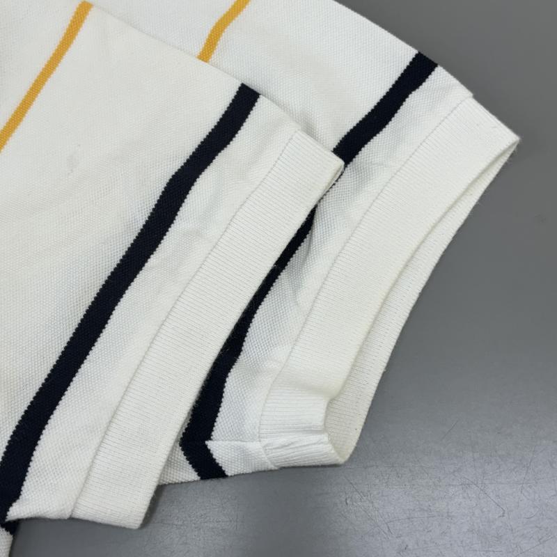 ノーティカ NAUTICA ポロシャツ 半袖 ビッグサイズ ボーダー柄 ロゴ ワンポイント 刺繍 鹿の子 XL 白 / ホワイト / white メンズ USED 古着 中古 50114391