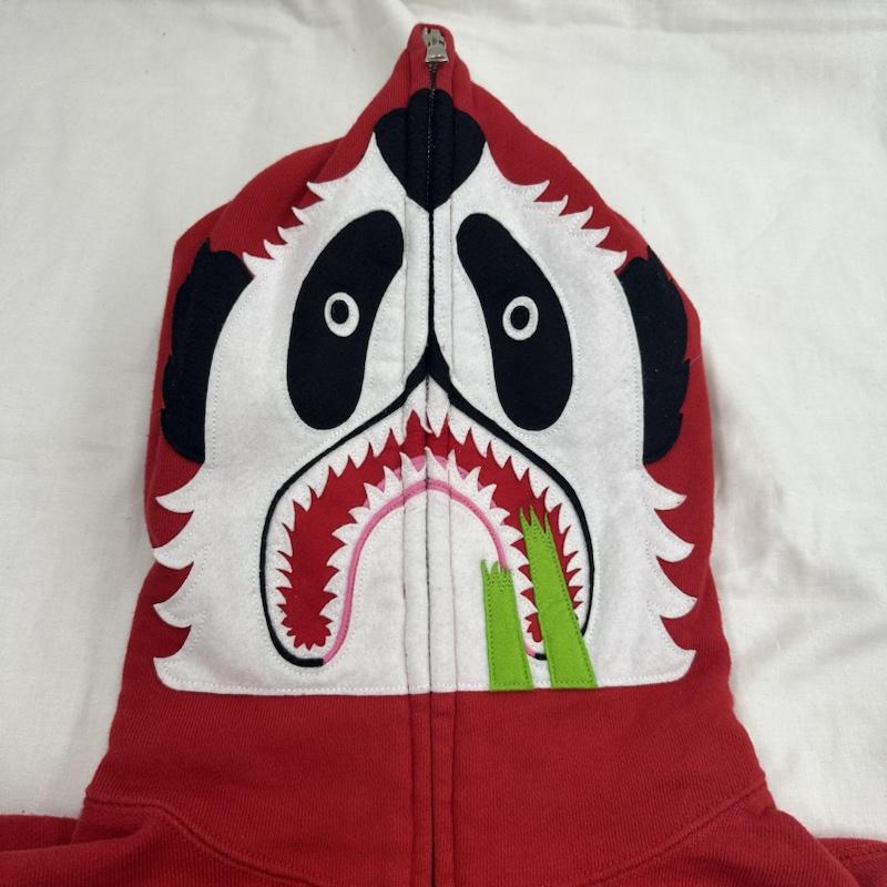 アベイシングエイプ A BATHING APE パーカー 長袖 CLASSICS PANDA FULL ZIP HOODIE SHARK シャーク パンダ XXS 赤 / レッド / red レディース USED 古着 中古 50114483
