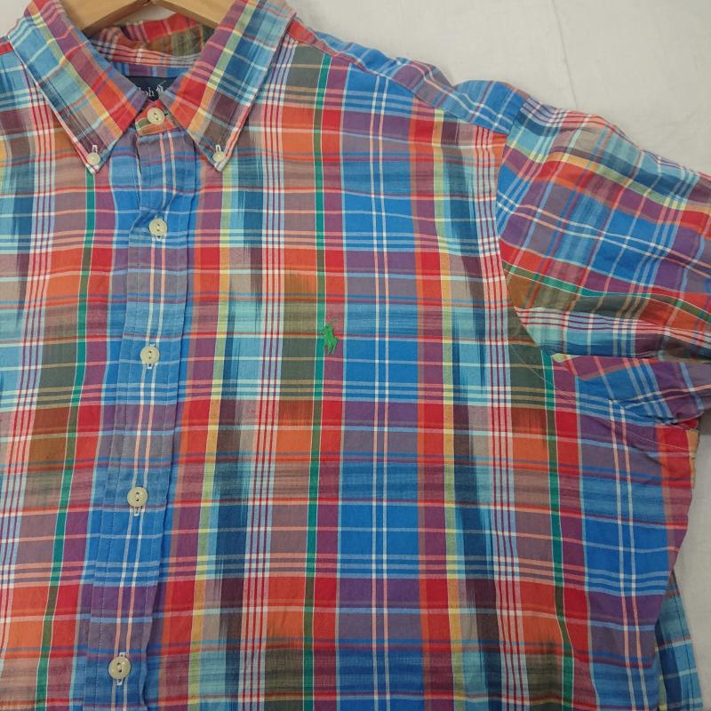 ラルフローレン RALPHLAUREN シャツ、ブラウス 半袖 RALPH LAUREN ポニー刺繍 マドラスチェック オーバーサイズ XL CLASSIC FIT ボタンダウンシャツ XL XL チェック 橙 / オレンジ / orange X 水色 / ライトブルー / X マルチカラー / マルチカラー / multicolor メンズ USED 古着 中古 50114488