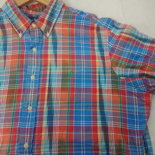 ラルフローレン RALPHLAUREN シャツ、ブラウス 半袖 RALPH LAUREN ポニー刺繍 マドラスチェック オーバーサイズ XL CLASSIC FIT ボタンダウンシャツ XL XL チェック 橙 / オレンジ / orange X 水色 / ライトブルー / X マルチカラー / マルチカラー / multicolor メンズ USED 古着 中古 50114488