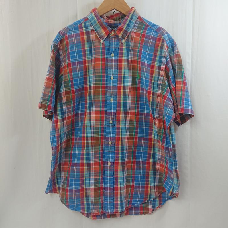 ラルフローレン RALPHLAUREN シャツ、ブラウス 半袖 RALPH LAUREN ポニー刺繍 マドラスチェック オーバーサイズ XL CLASSIC FIT ボタンダウンシャツ XL XL チェック 橙 / オレンジ / orange X 水色 / ライトブルー / X マルチカラー / マルチカラー / multicolor メンズ USED 古着 中古 50114488