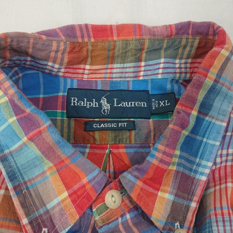 ラルフローレン RALPHLAUREN シャツ、ブラウス 半袖 RALPH LAUREN ポニー刺繍 マドラスチェック オーバーサイズ XL CLASSIC FIT ボタンダウンシャツ XL XL チェック 橙 / オレンジ / orange X 水色 / ライトブルー / X マルチカラー / マルチカラー / multicolor メンズ USED 古着 中古 50114488