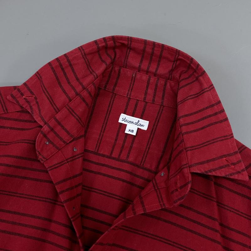 スティーブンアラン Steven Alan シャツ、ブラウス 長袖 1263-343-0179 アローズ USA製 ボーダー柄 ボタンダウンカラー XS 赤 / レッド / red メンズ USED 古着 中古 50114544