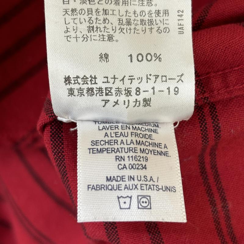 スティーブンアラン Steven Alan シャツ、ブラウス 長袖 1263-343-0179 アローズ USA製 ボーダー柄 ボタンダウンカラー XS 赤 / レッド / red メンズ USED 古着 中古 50114544