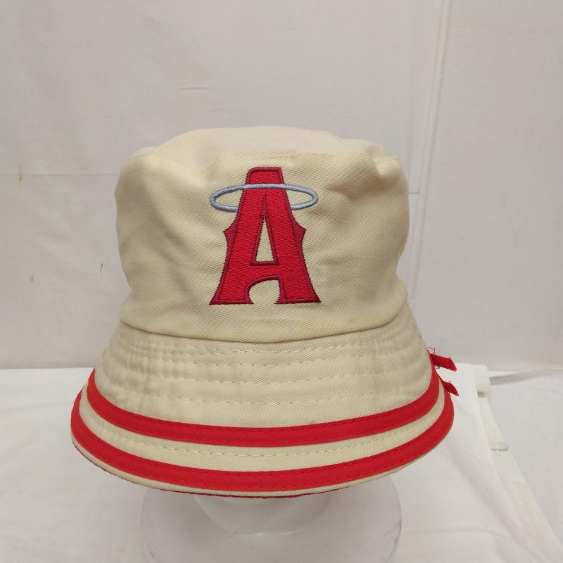 古着 USED 帽子 ハット MLB Angels エンゼルス リバーシブル バケット ハット シティコネクト ロゴ - ベージュ / ベージュ / beige X 赤 / レッド / red メンズ USED 古着 中古 50114834