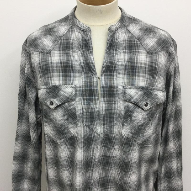 ジョンメイソンスミス JOHN MASON SMITH シャツ、ブラウス 長袖 17SS ウエスタン プルオーバー オンブレチェック 裾カットオフ L チェック 灰 / グレー / gray メンズ USED 古着 中古 50115114