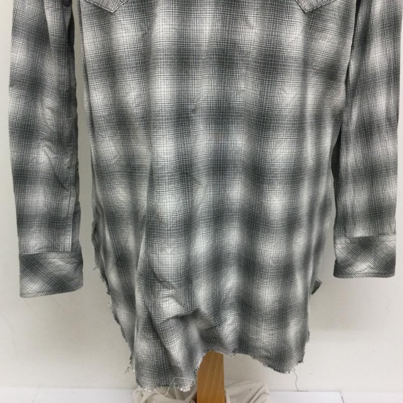 ジョンメイソンスミス JOHN MASON SMITH シャツ、ブラウス 長袖 17SS ウエスタン プルオーバー オンブレチェック 裾カットオフ L チェック 灰 / グレー / gray メンズ USED 古着 中古 50115114
