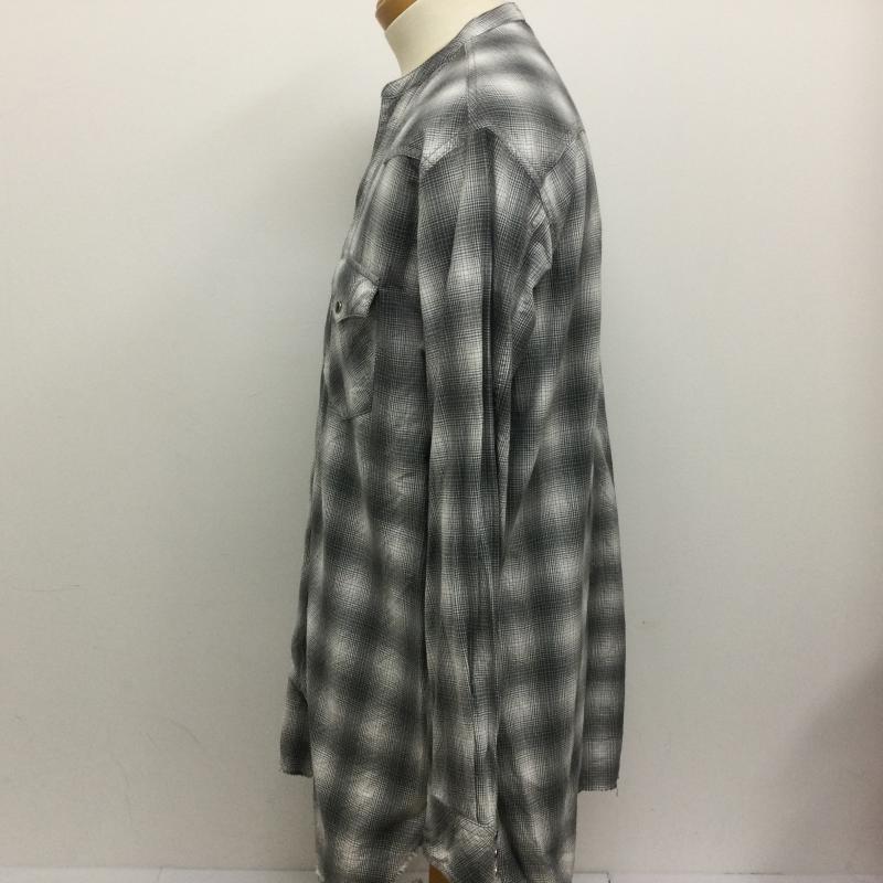 ジョンメイソンスミス JOHN MASON SMITH シャツ、ブラウス 長袖 17SS ウエスタン プルオーバー オンブレチェック 裾カットオフ L チェック 灰 / グレー / gray メンズ USED 古着 中古 50115114