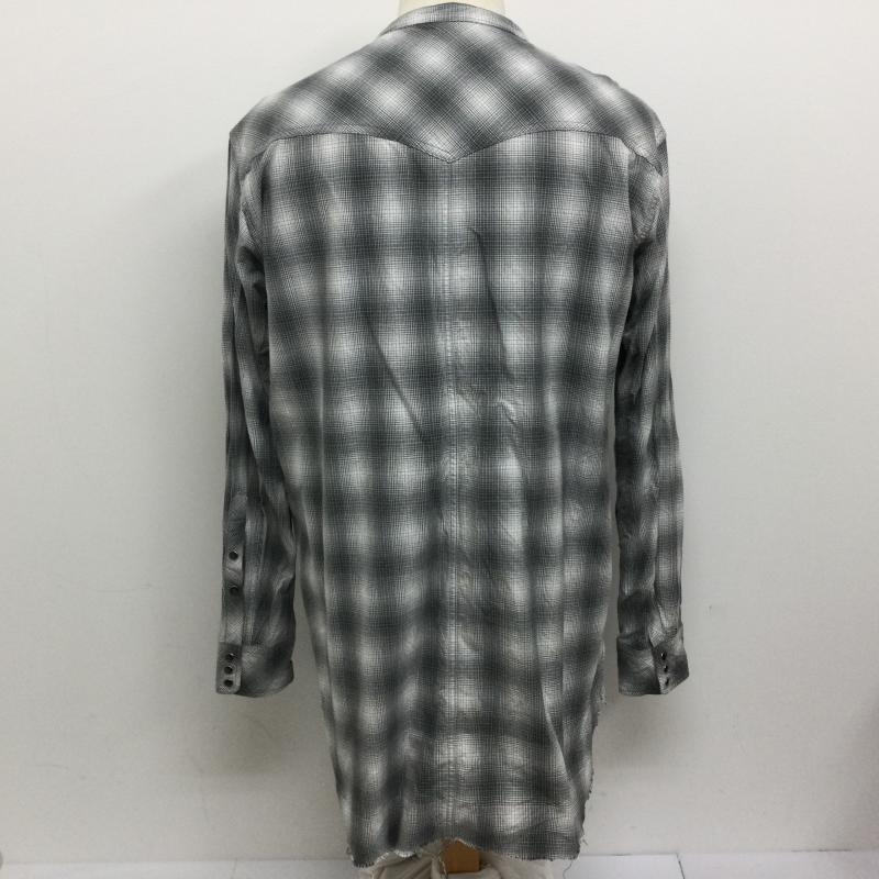 ジョンメイソンスミス JOHN MASON SMITH シャツ、ブラウス 長袖 17SS ウエスタン プルオーバー オンブレチェック 裾カットオフ L チェック 灰 / グレー / gray メンズ USED 古着 中古 50115114