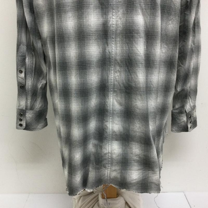 ジョンメイソンスミス JOHN MASON SMITH シャツ、ブラウス 長袖 17SS ウエスタン プルオーバー オンブレチェック 裾カットオフ L チェック 灰 / グレー / gray メンズ USED 古着 中古 50115114