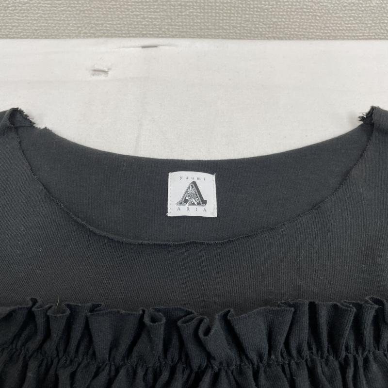 ユウミアリア yuumi ARIA カットソー 半袖 15ss ray BEAMS別注 カットソー フレンチスリーブ フリル 15SS-AC024 FREE 無地 黒 / ブラック / black レディース USED 古着 中古 50115136